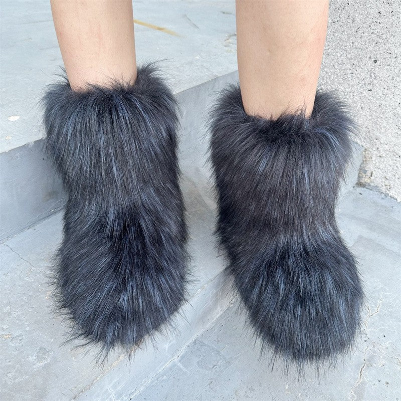 Raccoon Fur Plush Snow Boots | Magic Stories