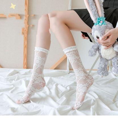 White Lolita Lace Socks Sweet Retro Calf | Magic Stories