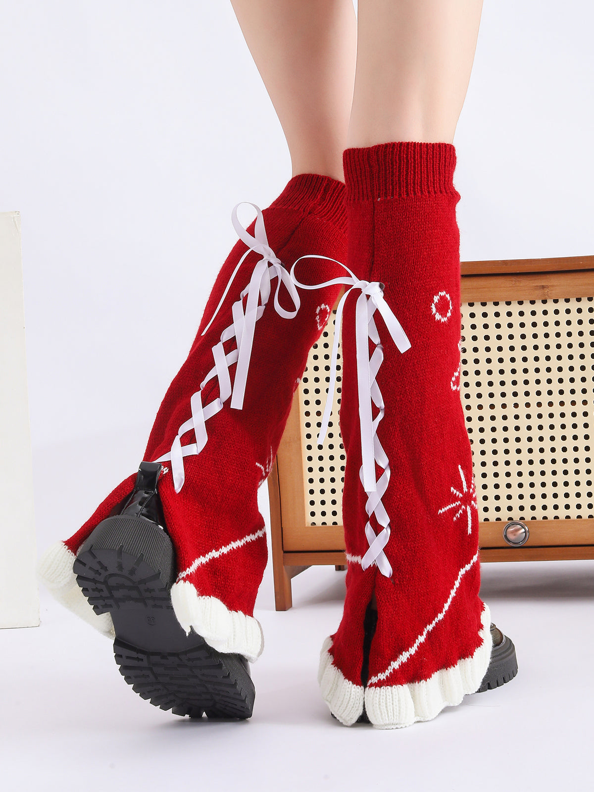 Y2K Goth Lolita Flared Knit Lace Tie Leg | Magic Stories