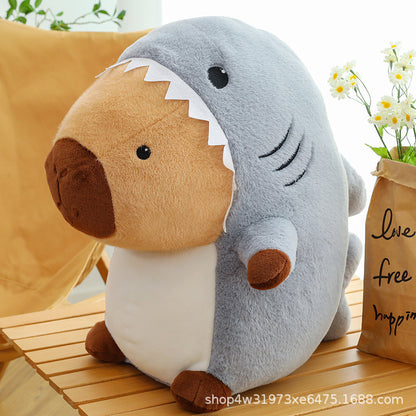 Shark Transformation Capybara Plush Toy Pillow — scale reference