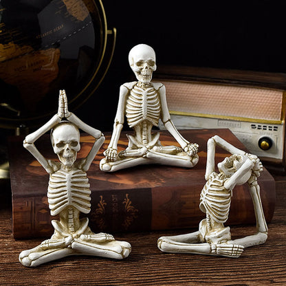 Halloween Horror Decor Duo — Pumpkin Lamp + Resin Skull Desktop Ornament — back view