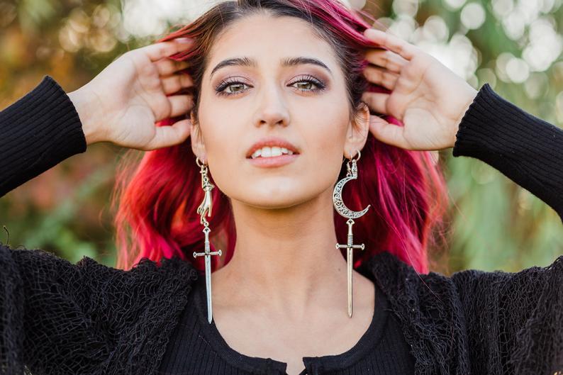 Women's Long Sword Earrings Halloween | Magic Stories