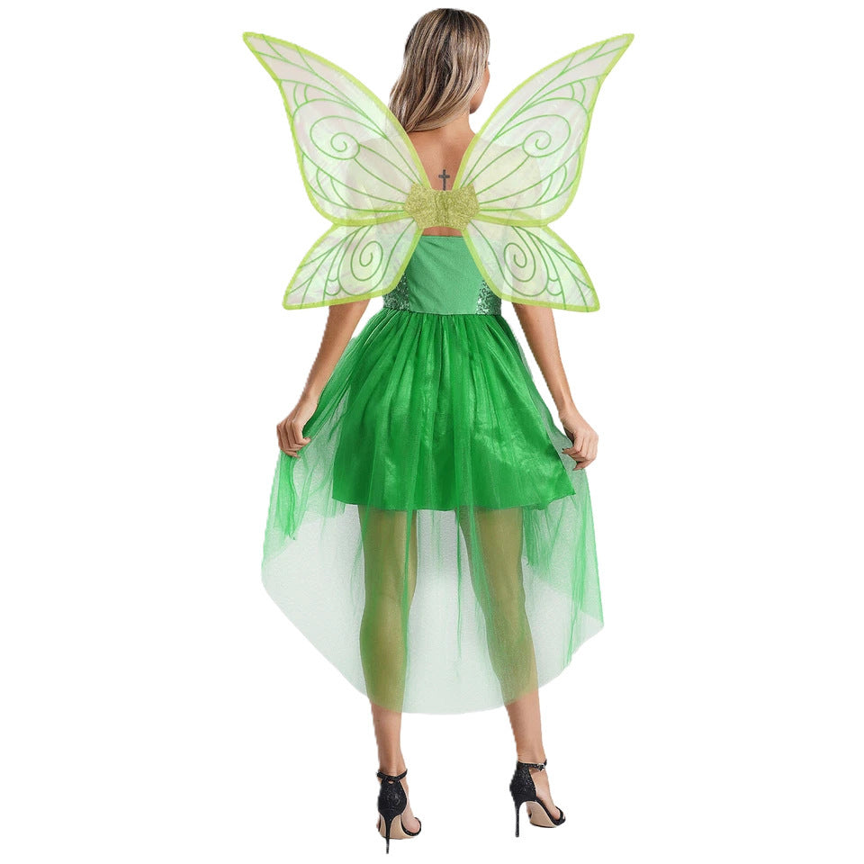 Mischievous Fairy Elf Wing Dress - Whimsical Costume with Attached Wings for Party Performance — side view