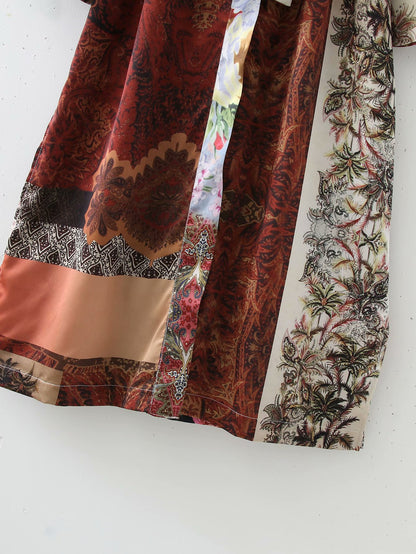 Fashion Ladies Printed Kimono Dress Outer Wear — side view