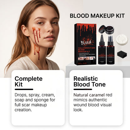 Halloween Fake Blood Makeup Set, Realistic Wound Effects, Cosplay Stage Party Costume Prop — side view