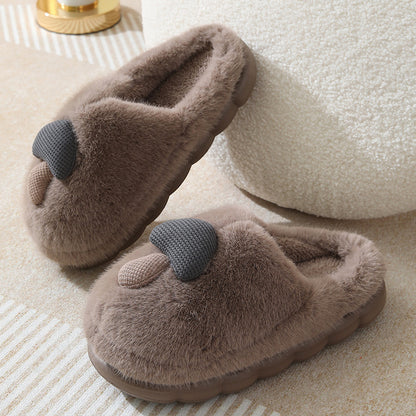 Cute Mushroom Cotton Slippers For Women Thick-soled Autumn And Winter Plush Slipper Indoor Non-slip Eva — back view
