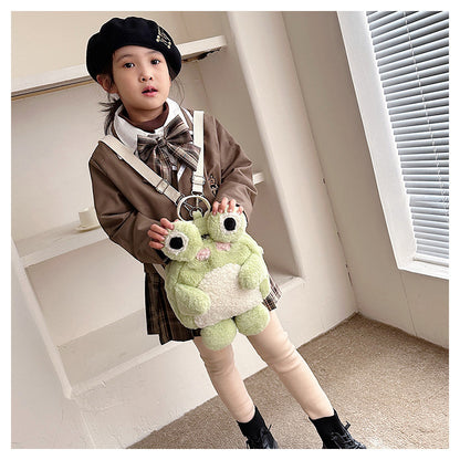 Soft And Adorable Frog Doll Plush Bag — side view