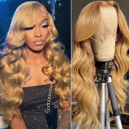 Golden Lace Wig With Big Waves — scale reference