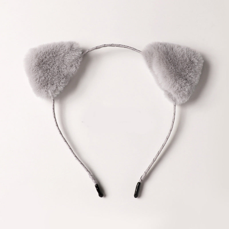 Cute Plush Bells Fox Cat Ears Headband — back view