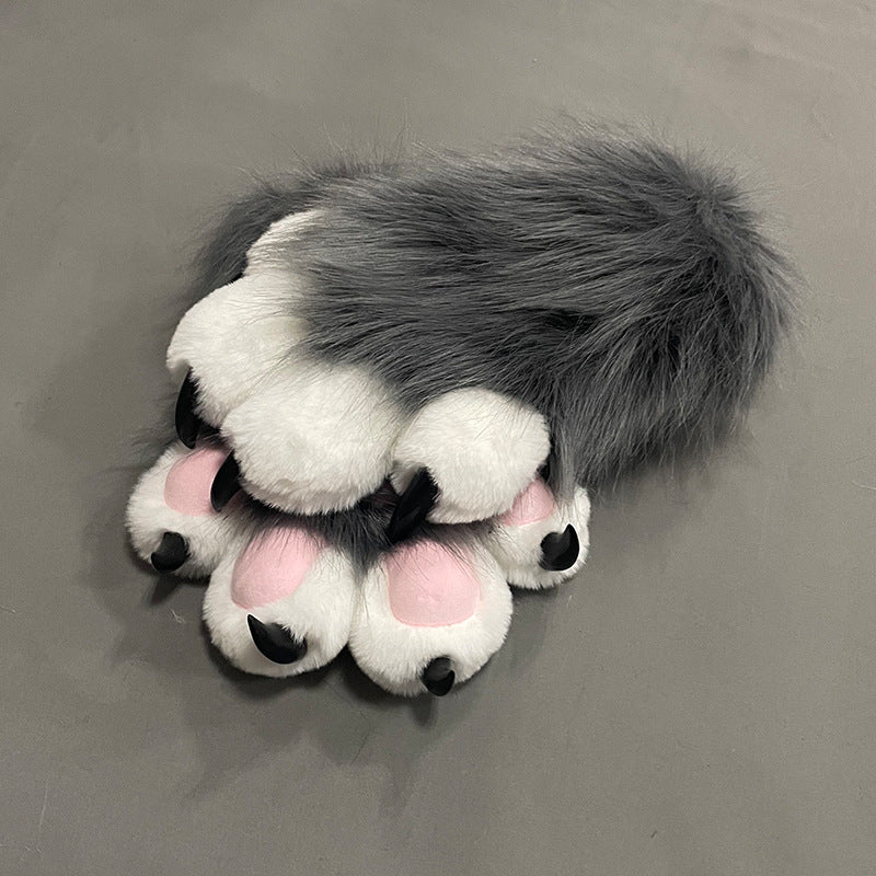 Colorful Beast Paw Gloves Cat's Paw Cute Plush — back view