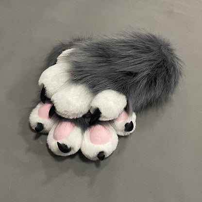 Colorful Beast Paw Gloves Cat's Paw Cute Plush — back view