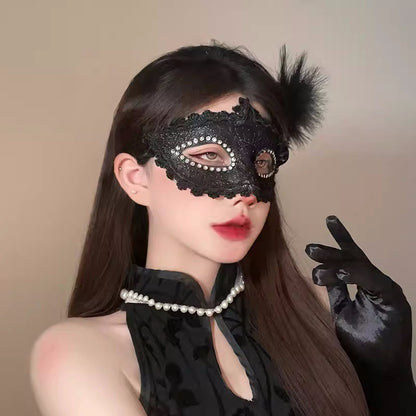 Halloween Feather Mask Prop Acrylic — side view