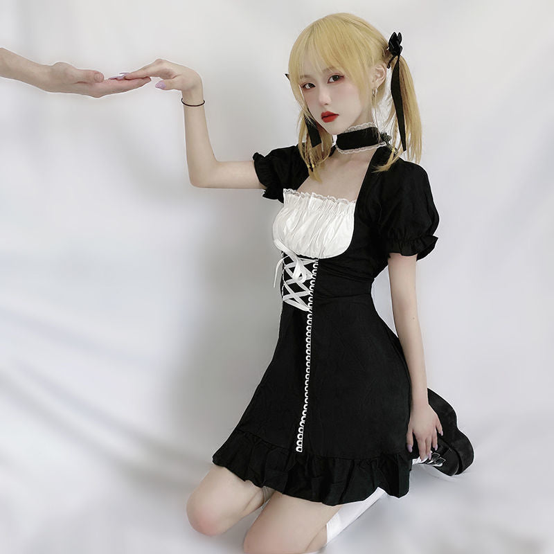 Puff Sleeve Dress Maid Outfit Girl Soft Girl — scale reference