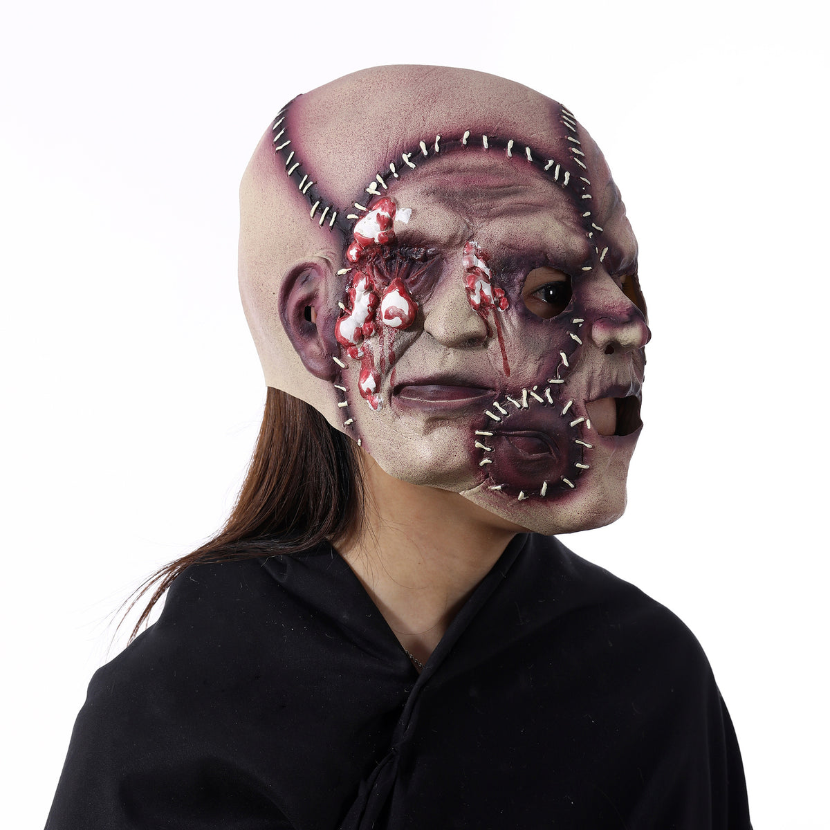 Halloween Three-sided Grimace Horror Mask Cosplay Mask Party Scary Mask Prop — back view