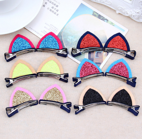 Lot Girls Barrettes Cute Cat Ears Hair Clip Kids Safety Headband Hairpin For Kids Hair Accessories — in use