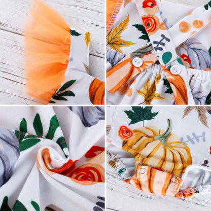 Printed pumpkin onesie — side view