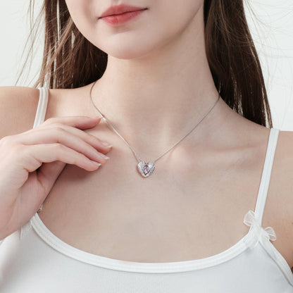 Angel Wings Heart-shaped Collarbone Necklace Angel Wings Oil Dripping Lady — back view