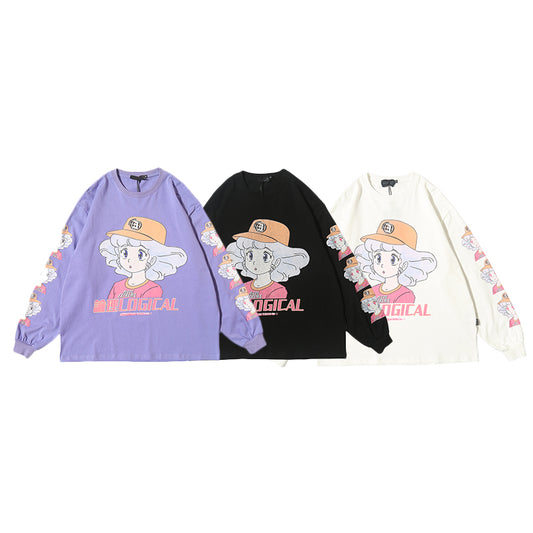 Anime character girl printed T-shirt