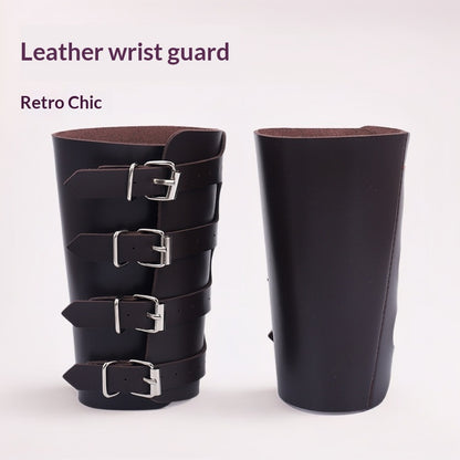 Leather Wrist Guard Set Armor Costume Prop Cosplay Protective Wristband — back view