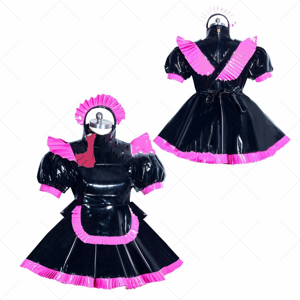 Maid Cosplay Dress In Black Patent Leather | Magic Stories