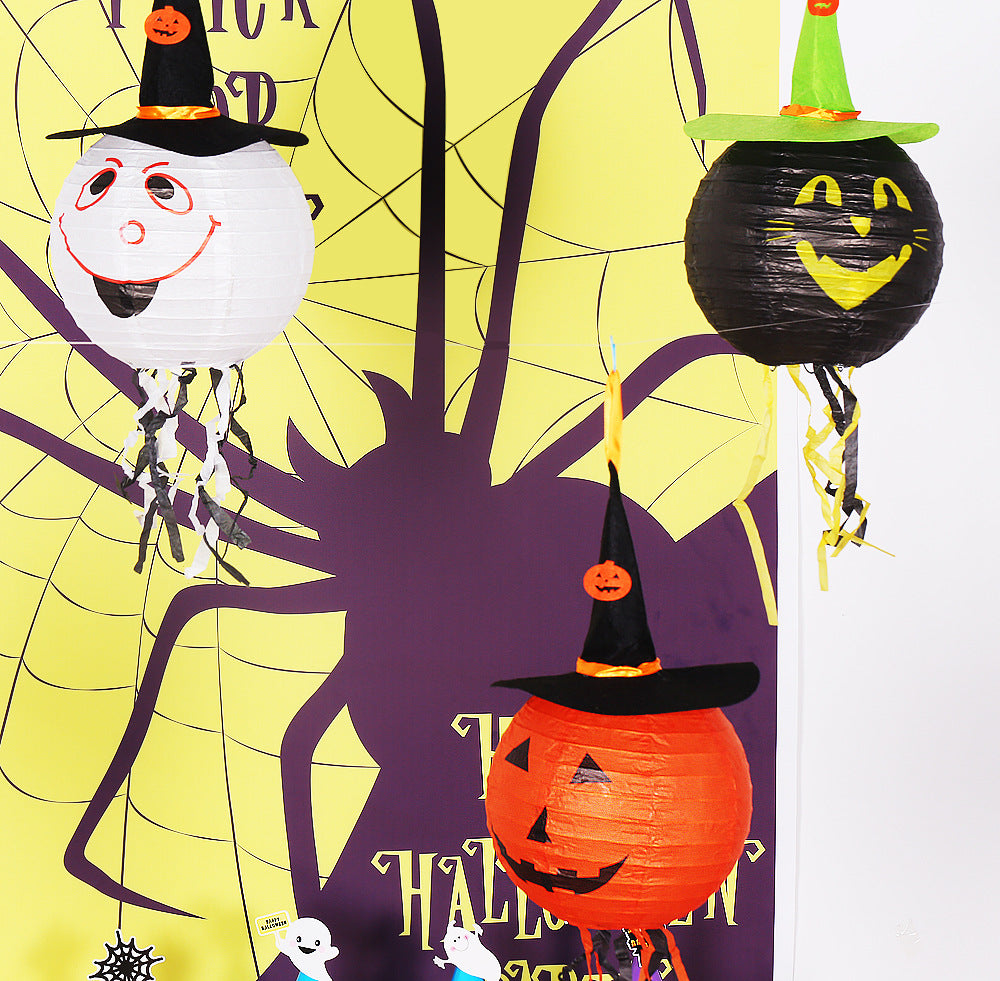 Prop with beard pumpkin lantern — side view