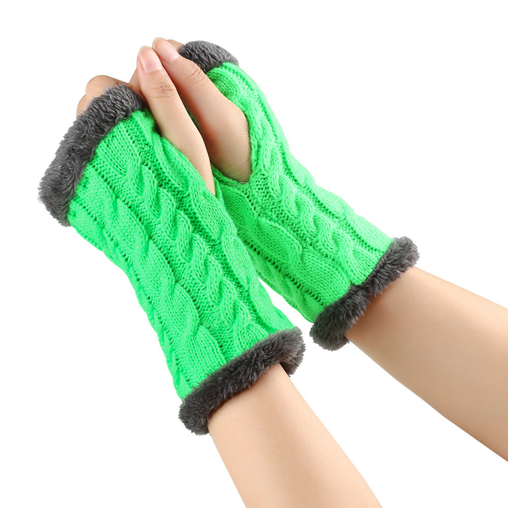 Winter Plush Gloves Twist Knitted Fingerless | Magic Stories