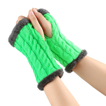 Winter Plush Gloves Twist Knitted Fingerless | Magic Stories