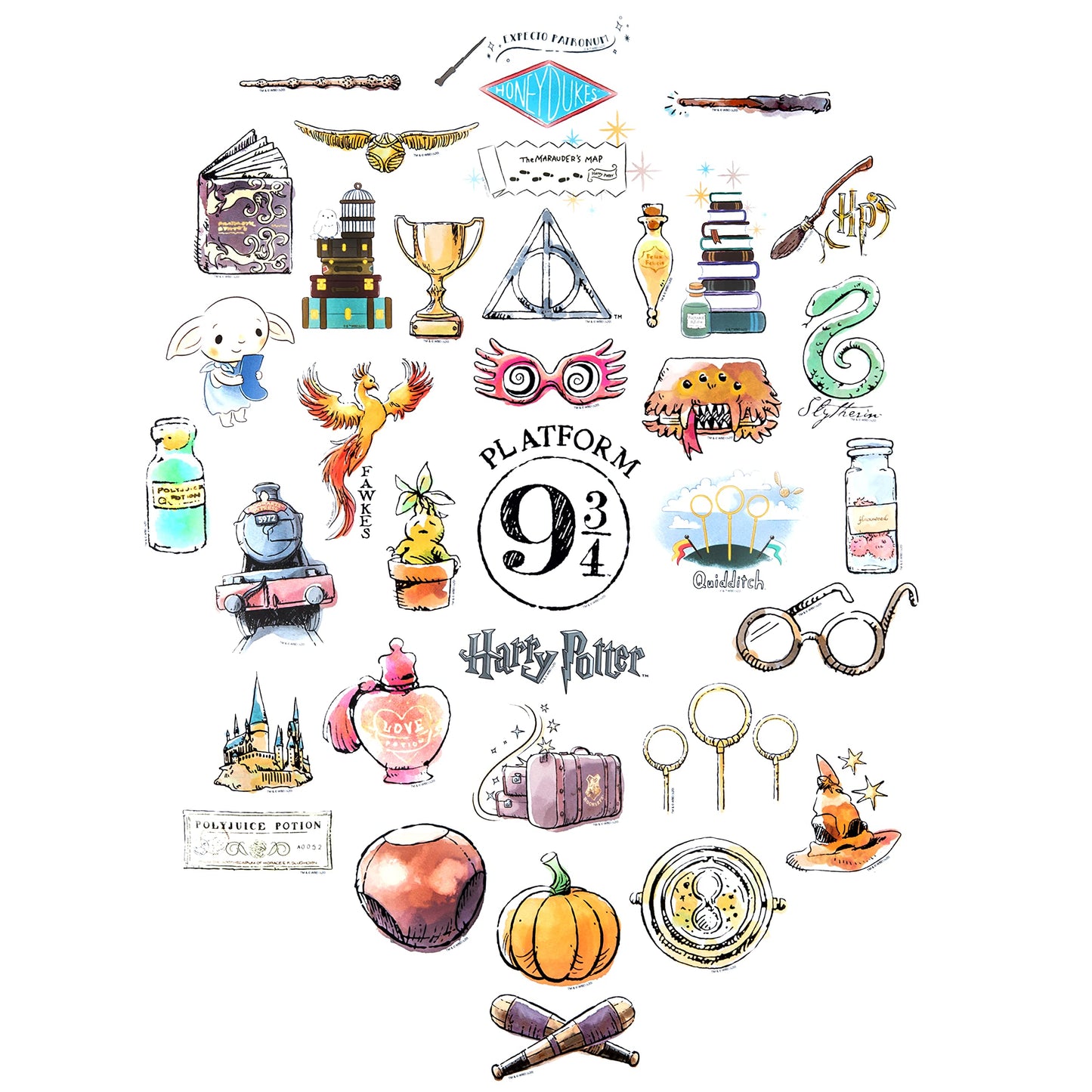 Harry Potter Vinyl Stickers | Set of 60 Stickers | Waterproof and UV Resistant | Great for All Your Gadgets