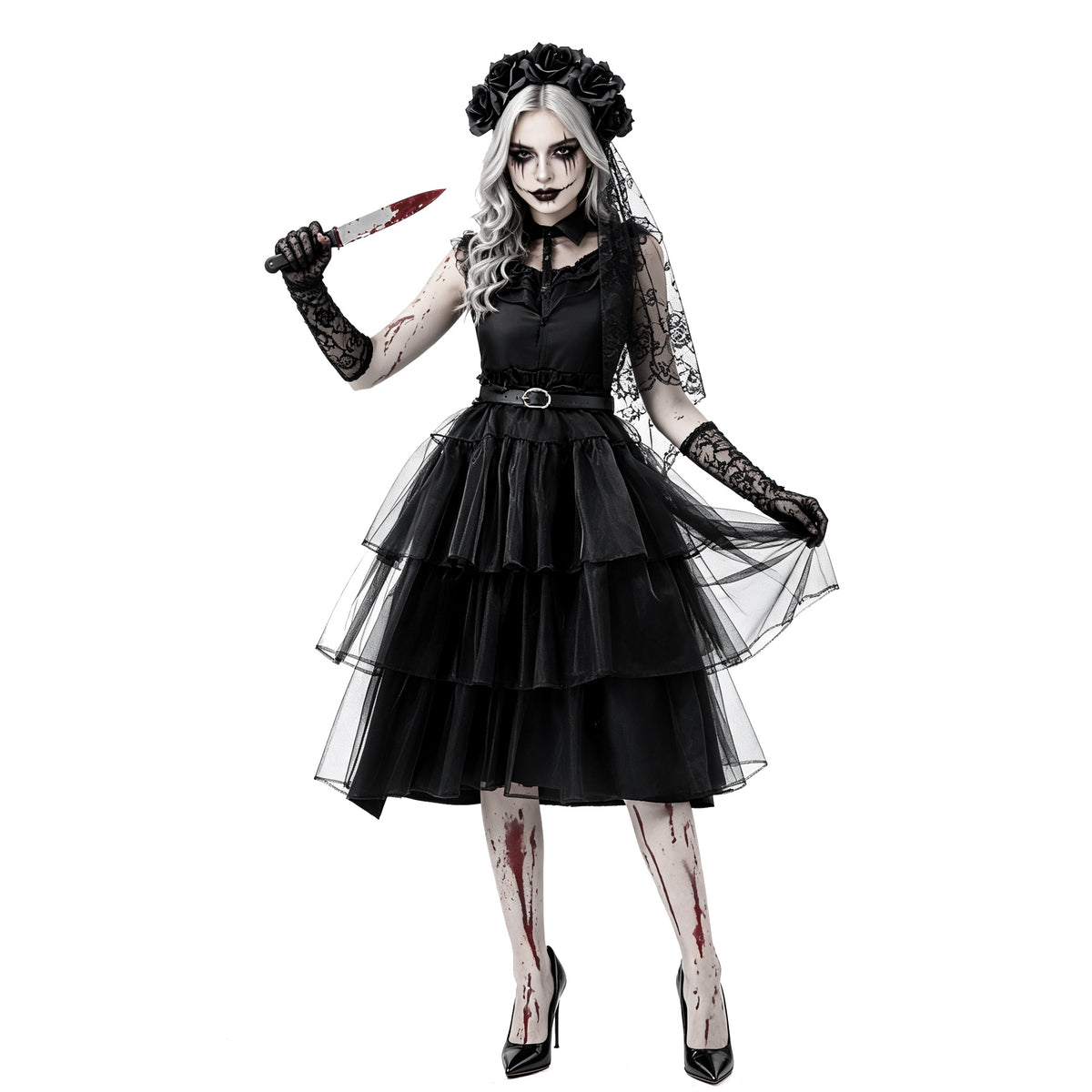 Black Mesh Gauze Cake Skirt Halloween Zombie | Magic Stories