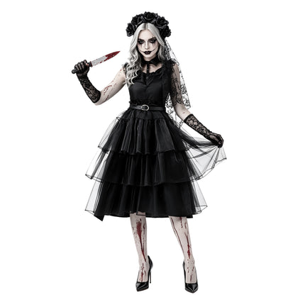 Black Mesh Gauze Cake Skirt Halloween Zombie | Magic Stories