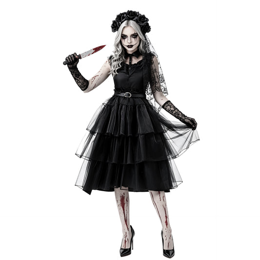 Black Mesh Gauze Cake Skirt Halloween Zombie | Magic Stories