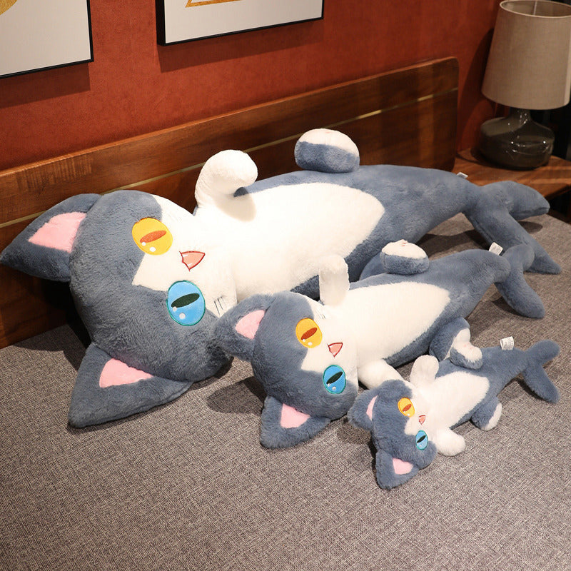 Cute Different Pupil Shark Cat Pillow Plush | Magic Stories