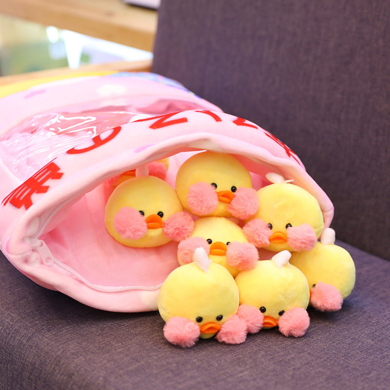 Kawaii 8pcs LaLafanfan Cafe Duck Plush Balls Bag Snack Toy Pillow — detail