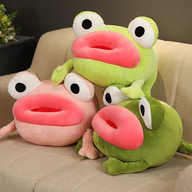 Big mouth frog plush toy doll — detail