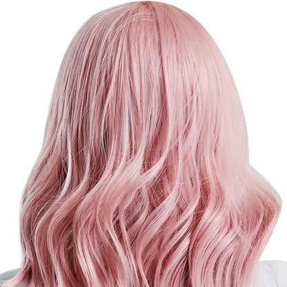 LC210-1 Curly Wavy Wig Pastel Short Bob Synthetic Wigs Cosplay Costume Wigs For Women — back view