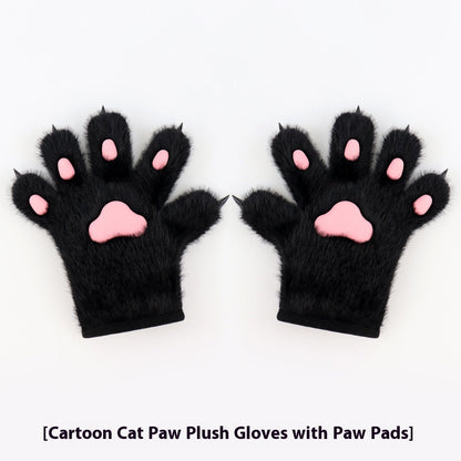 Neko Cosplay Accessory 3-Piece — Cat Ears & Tail Set, Plush Paw Gloves & Fox Mask Beast Set — back view