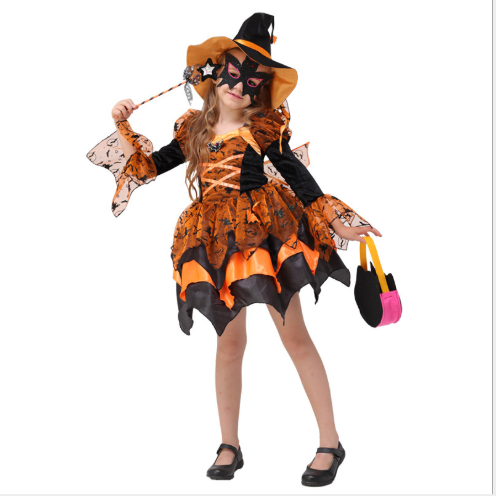 Halloween Children Costume Cosplay Witch Princess Dress — back view