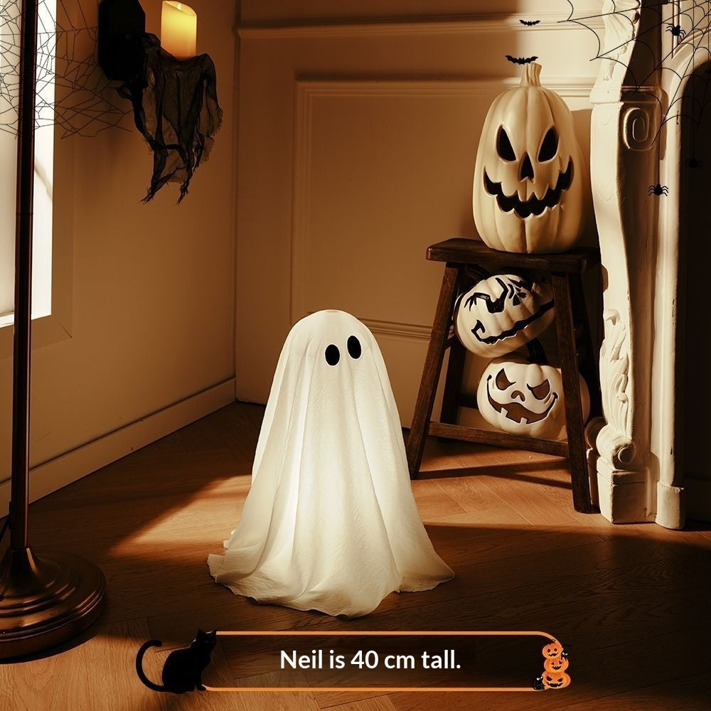 Halloween Pumpkin Lantern Ghost Decoration Prop — side view