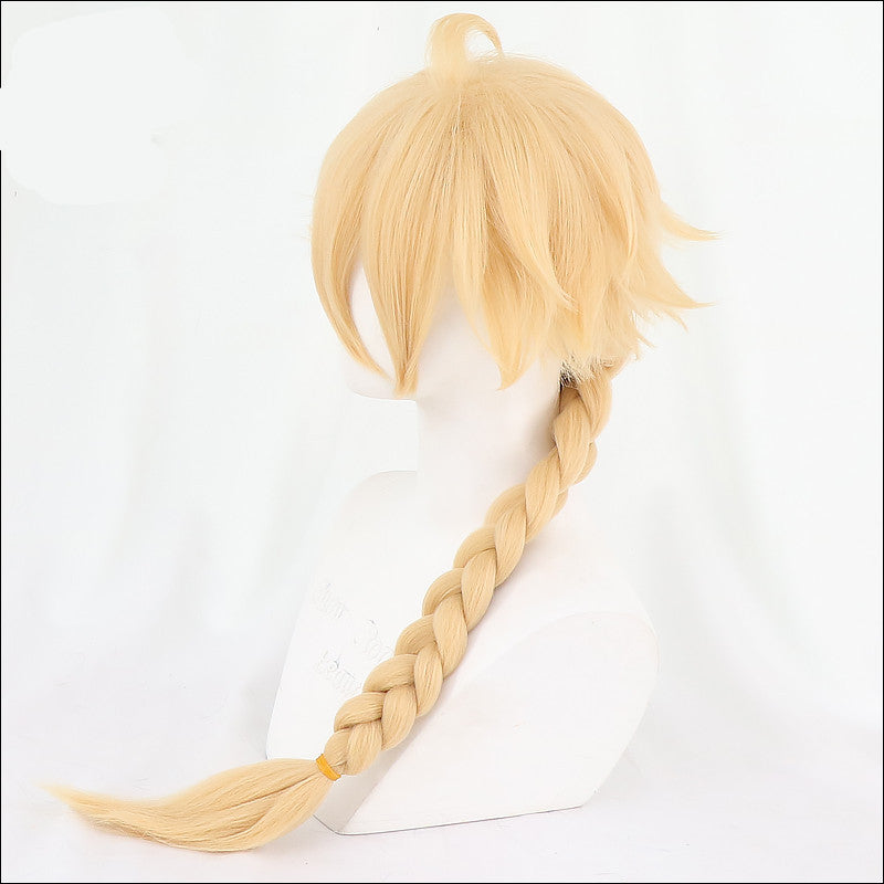 Genshin Impact Cosplay 3-Piece Set — Aether Traveler Wig + Ningguang Wig + Venti Cape & Hat