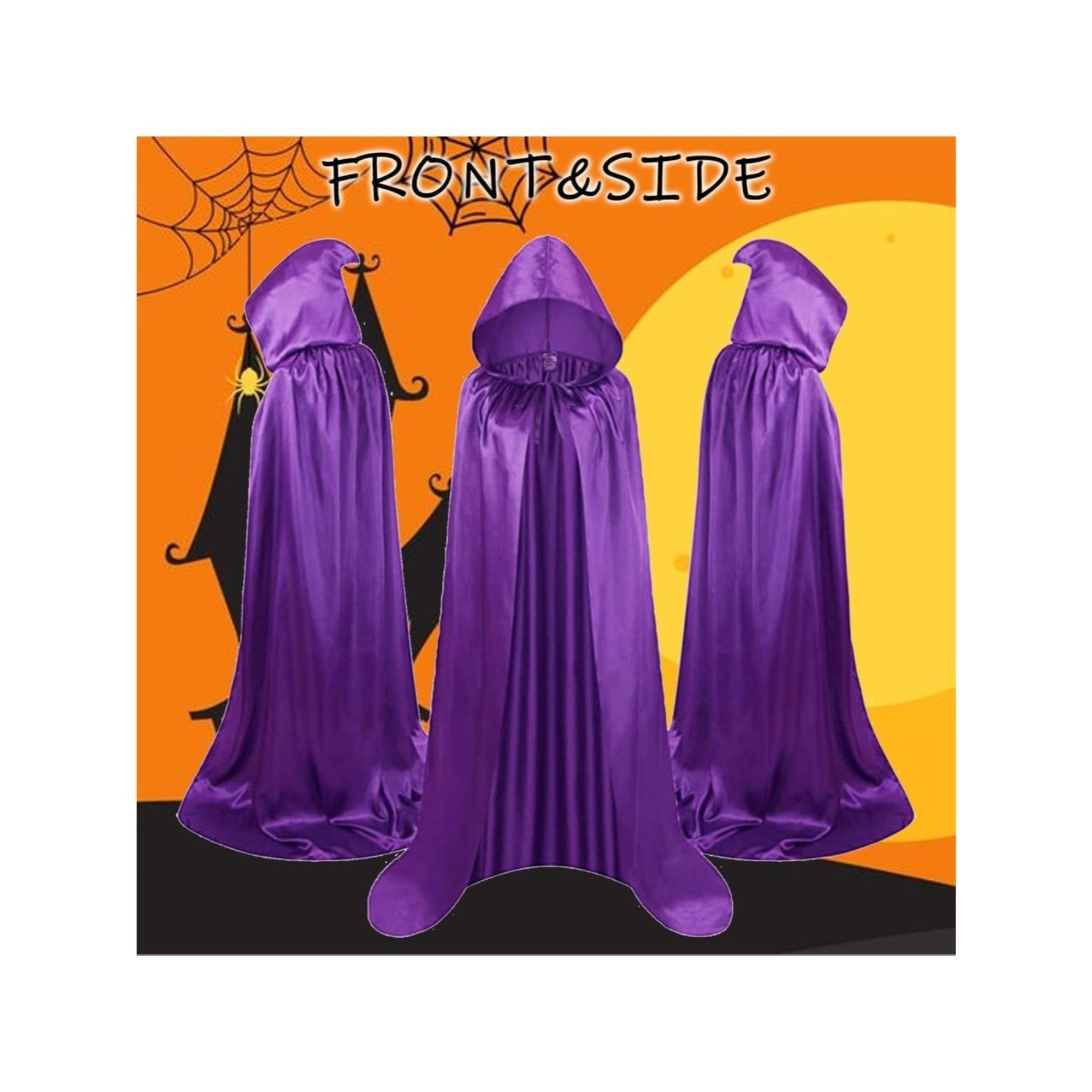Women’s Witch Costume, 2-Piece Purple Witch Set With Pointed Hat & Cape, Mystical Witch Outfit For Halloween, — side view