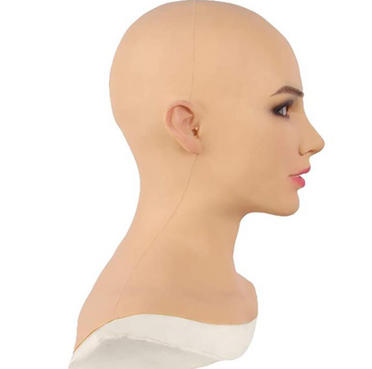Halloween Cosplay Costume Mask Latex Bald Beauty — side view