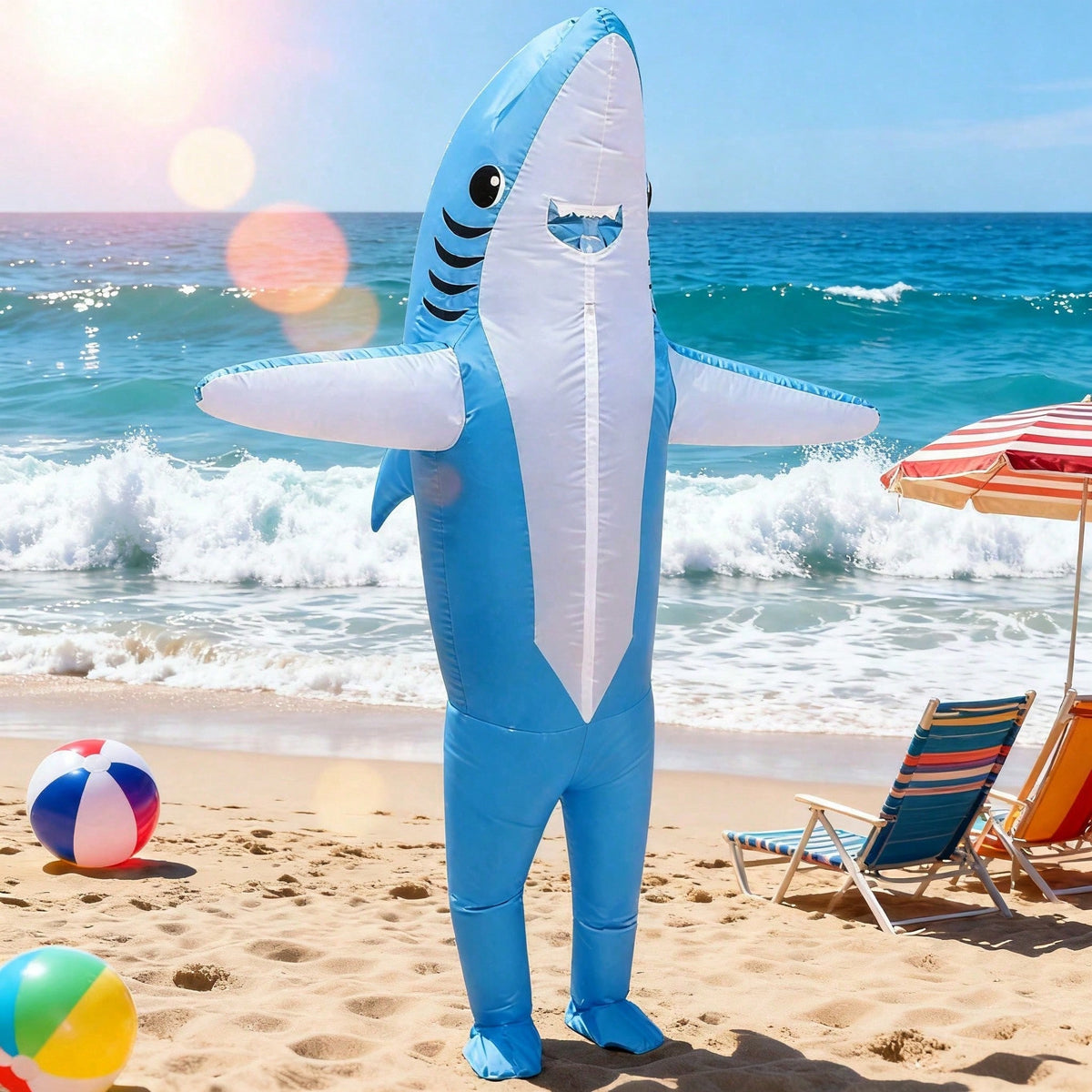 Perfect Valentine Gift, Shark Inflatable Costume, Adult Blow Up Halloween Party Outfit, Funny Group Cosplay For Birthday And