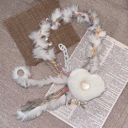 White Plush Choker Heart Necklace | Magic Stories