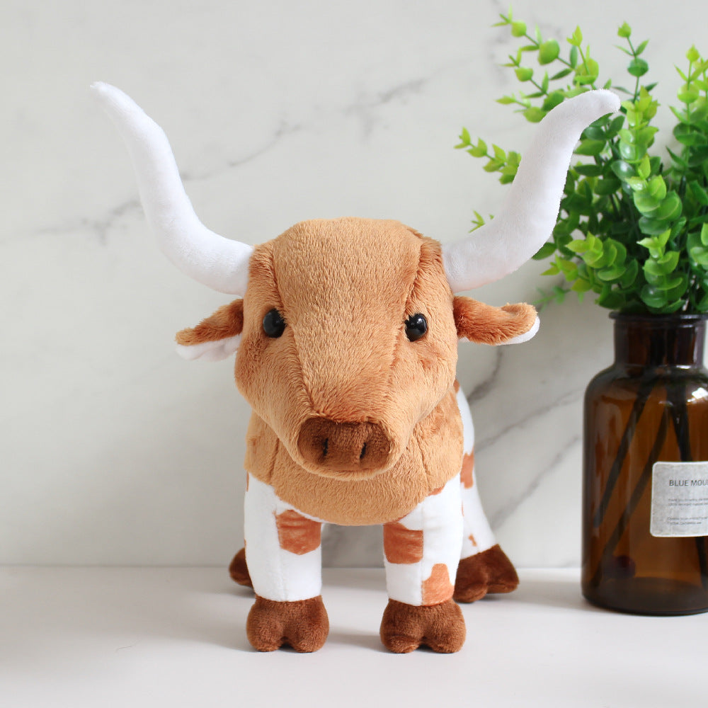 Simulation Longhorn Highland Cow Plush Doll Cartoon Animal — detail