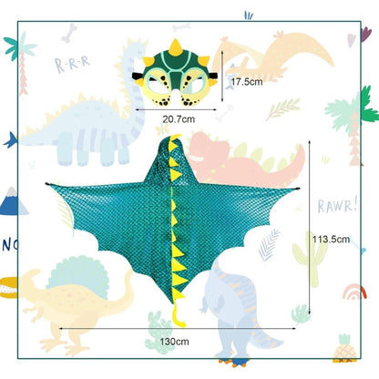 Blue Pterosaur Cape Outfit, 2-Piece Pterosaur Costume For Adults, Dinosaur Cape With Wings In Tiffany Blue, — back view