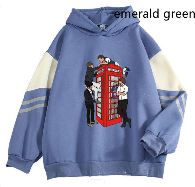 New Cartoon Anime Long Sleeve Casual Loose Contrast Color Hoodie — back view