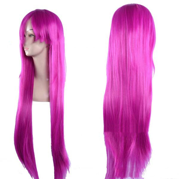 Anime wig, long straight hair — side view