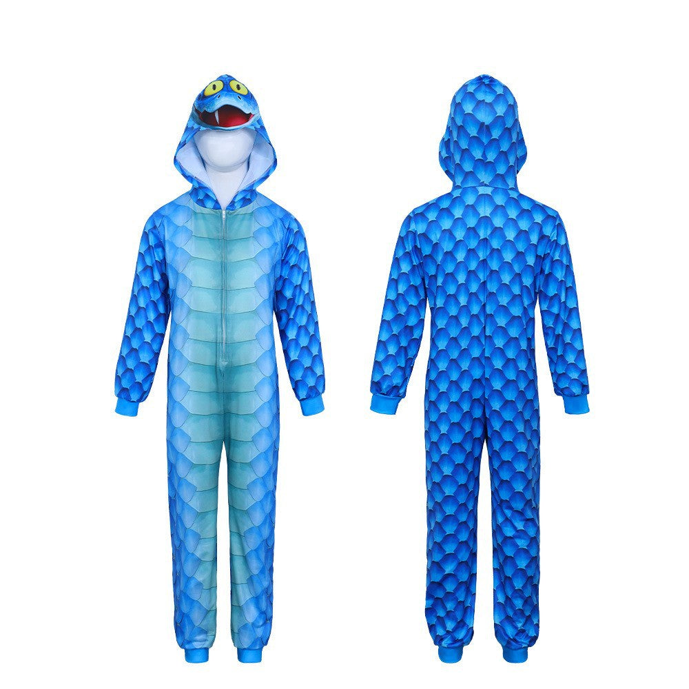 Zootopia 2 Snake Gary Cosplay Costume Blue Snake Jumpsuit For Kids And Adults Halloween Role-Playing Outfit — back view