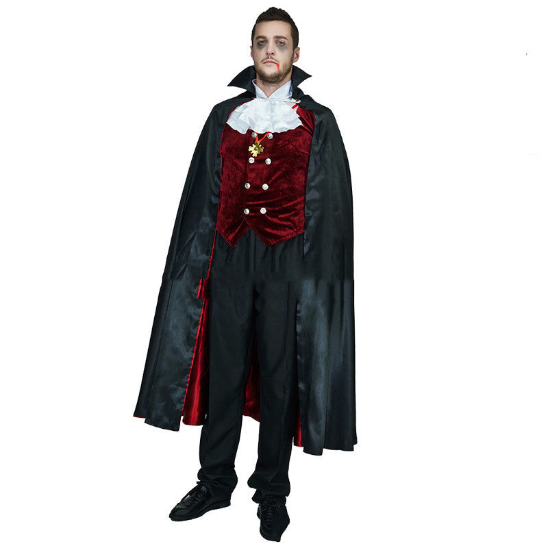 Play as a scary vampire costume — side view