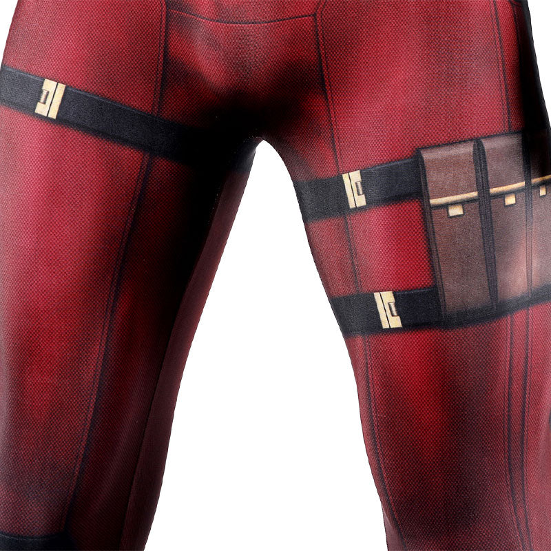 Deadpool 3 Wade Wilson Jumpsuit Cosplay Costume — Maroon — scale reference